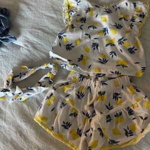 Lemon Print Toddler Outfit with Headband